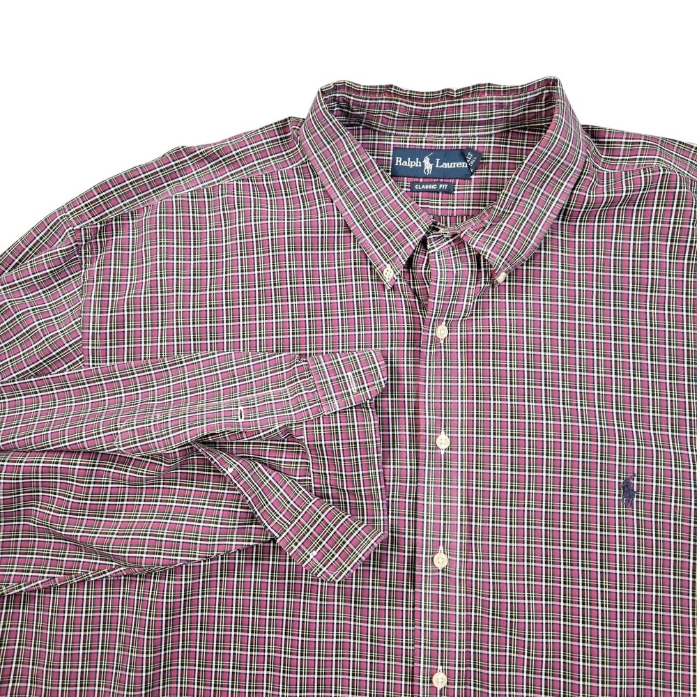 Ralph Lauren Shirt Mens 3XLT Red Plaid Classic Fit Cotton Button Down Pony Logo